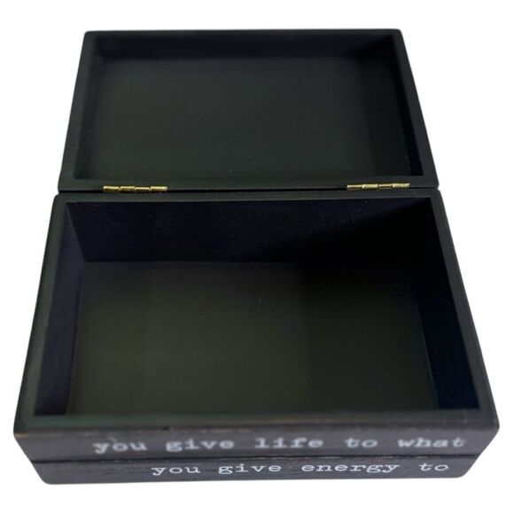 2pc Black & Gray Decorative Inspirational Memento Memory Keepsake Wood Boxes NEW - Picture 13 of 13